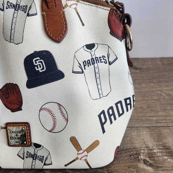 Dooney & Bourke San Diego Padres MLB Baseball Leather Shopper Tote Purse Bag - Picture 5 of 13